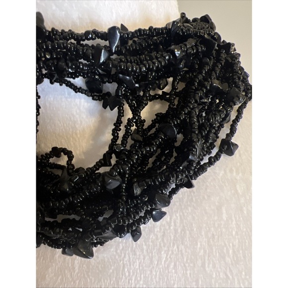 Manouk Statement Beaded Choker Necklace Black - Picture 3 of 5